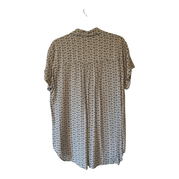 Jane & Delancey White & Black Bicycle Print Short Sleeve Button Down Blouse - XL - Picture 3 of 10